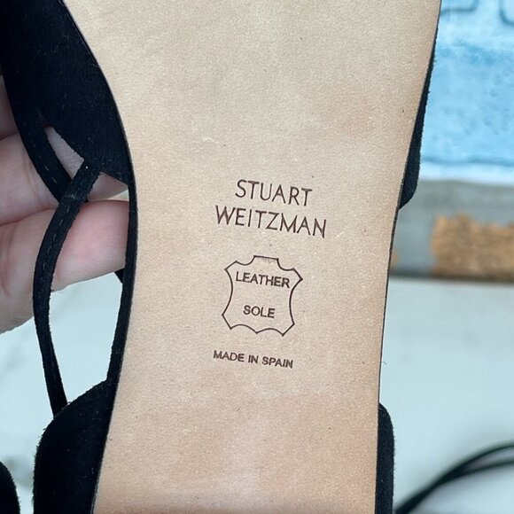 Stuart Weitzman Black Gilligan Suede Lace UpPointed Toe Flat size 9 - Picture 6 of 7